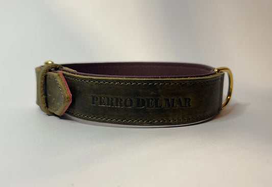 Luxury Green Leather Dog Collar