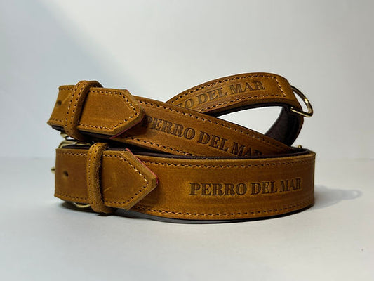 Luxury Tan Leather Dog Collar